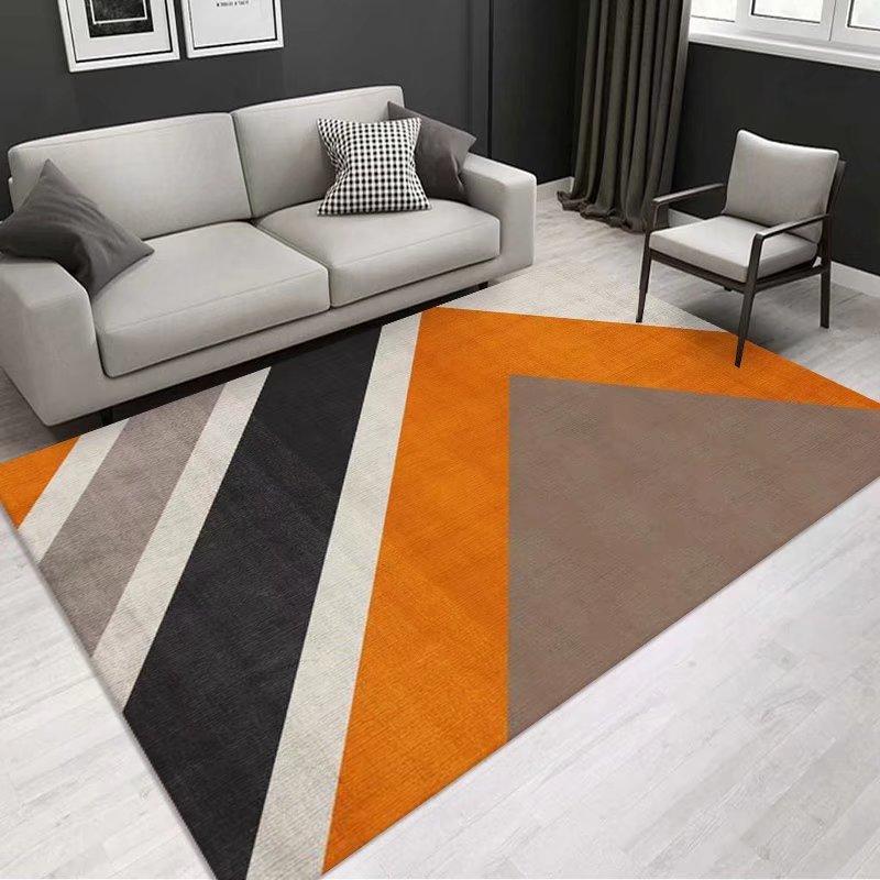 Soft Orange Living Room Carpet European Geometric Home Decoration Rug Washable Cloakroom Floor Mat Large Size Bedroom Rugs 2x3m