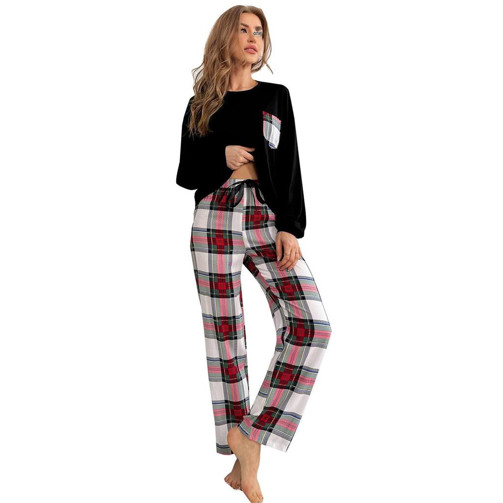 Europäischer und amerikanischer Damen-Winter-Pyjama-Set - Langarm, lange Hose, zweiteiliger Homewear-Pyjama