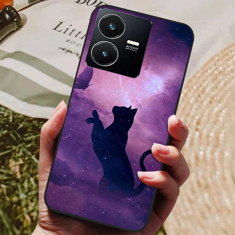 Für Vivo Y22 Hülle Weiches Silikon Stoßfeste Handyhülle für Vivo Y22 Y22s Y 22 s Hüllen Y 22 2022 Schwarzer Bumper Schutzhüllen