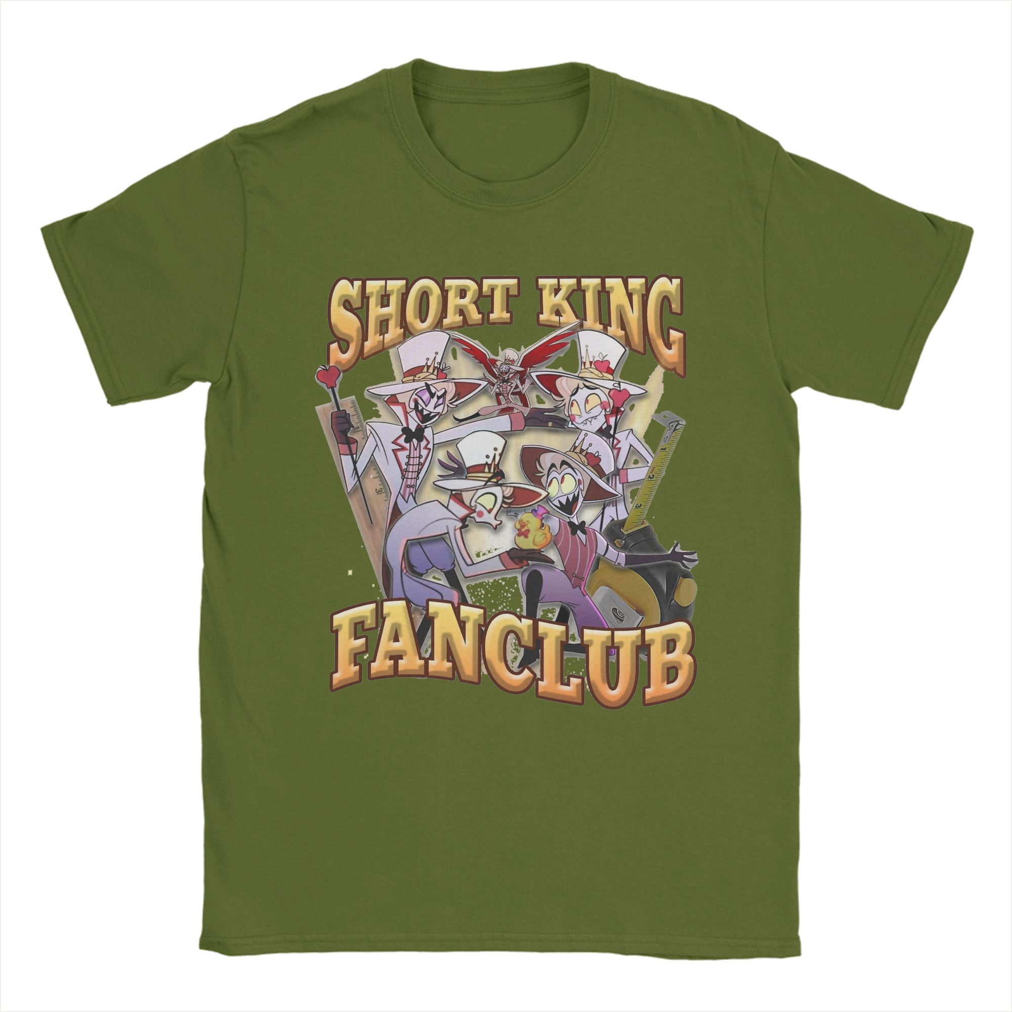 

Lucifer Short King Fanclub Hazbins Hotels T-Shirts for Men 100% Cotton Tee Shirt O Neck Short Sleeve T Shirts Printed Clothing 4XL