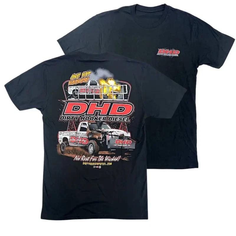 Dirty Hooker Diesel T Shirt 2 Sides, Black Pulling Truck Fire Graphic Racing App XL