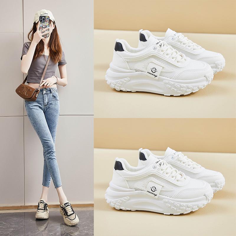 Korean Style New Dad Shoes for Women Summer Student Sports and Leisure Mesh Breathable Thick Sole Increased Height
