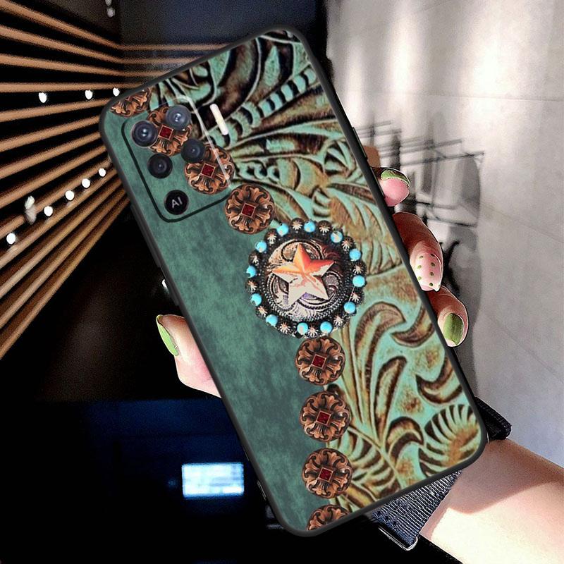 Western Cowgirl Cowboy Boots Cowhide Case For Oppo A5 Pro A15 A17 A57 A77 A18 A38 A58 A78 A94 A74 A54 A16 A76 A96 A40 A60 A80