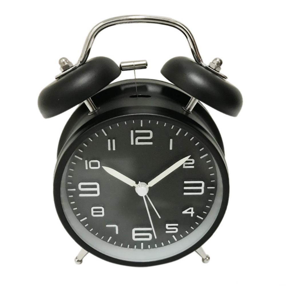 Leuchtender Doppelglocken Wecker Lauter Wecker Metallrahmen Leise Tischuhr Studentenwecker Wohnzimmer