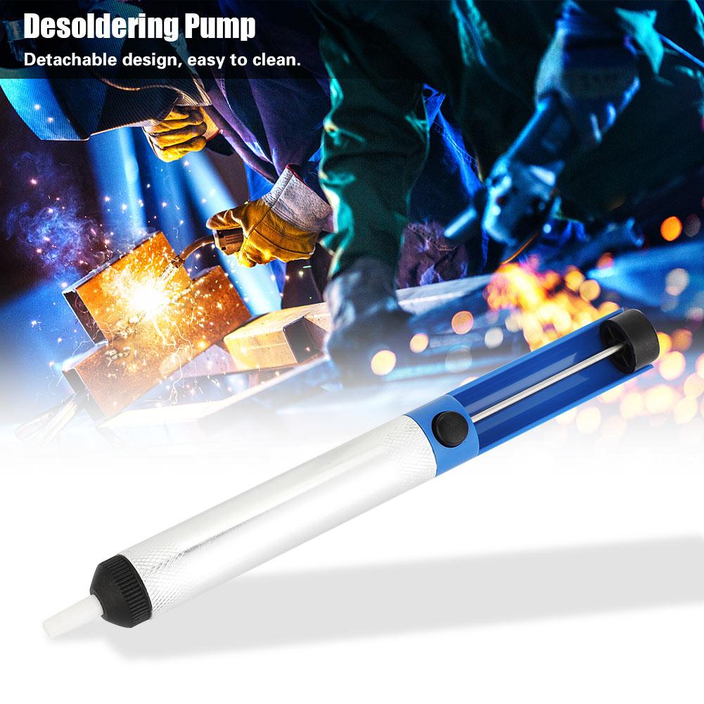 3Pcs Manual Desoldering Pump Tin Suction   Solder Removal Hand Tool (Half Aluminum Blue)