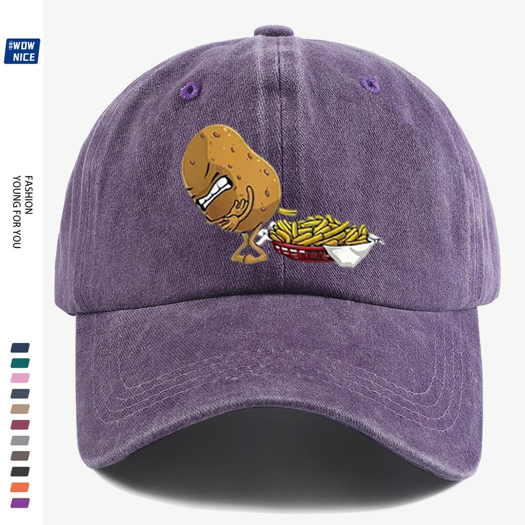 pc Angry Potato for Unisex French Fries Print Baseball Cap Unisex Adjustable Snapback Hat Suitable for Parties Travel Cycling