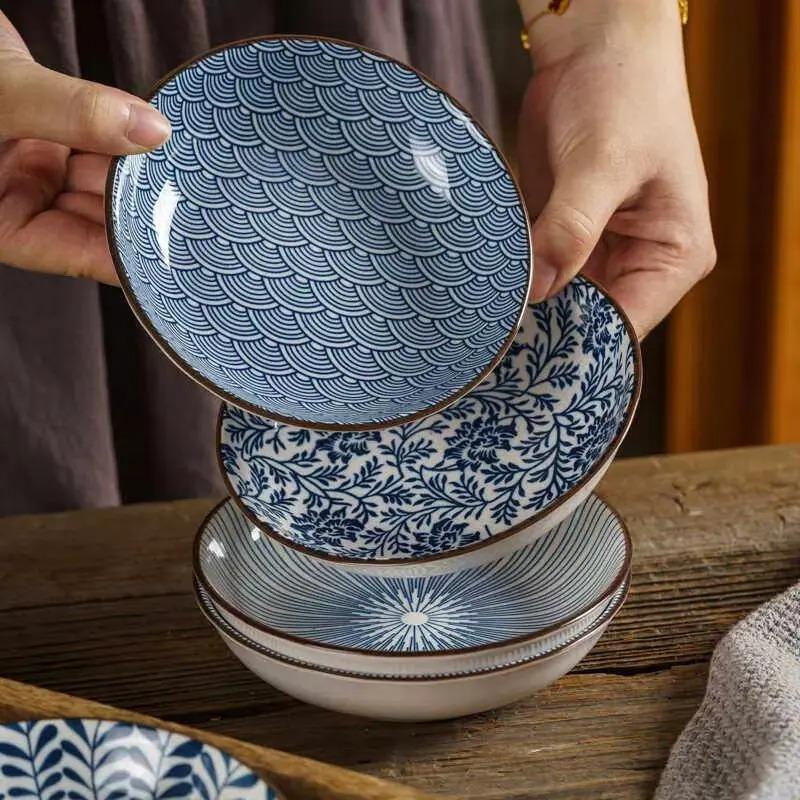 1/ 4pcs Japanese Sushi Plate Creative Ceramic Plate 5.5inch Small Dessert Dish Barbecue Hot Pot Dish Household Fruit Plate