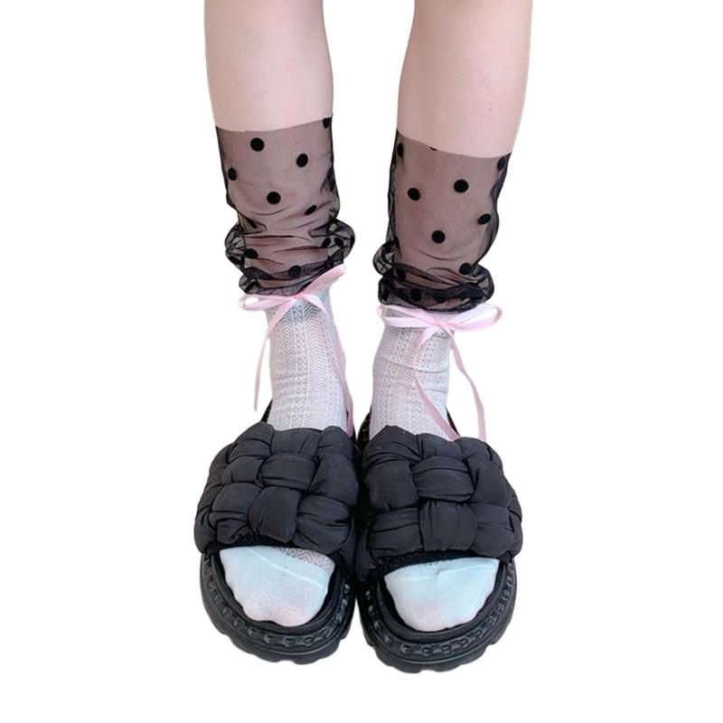 Womens Calf Socks, Sweet Girl Lace Ruffle Knee Socks Fashion Ladies Girl Princess Mesh Patchwork Socks Stockings