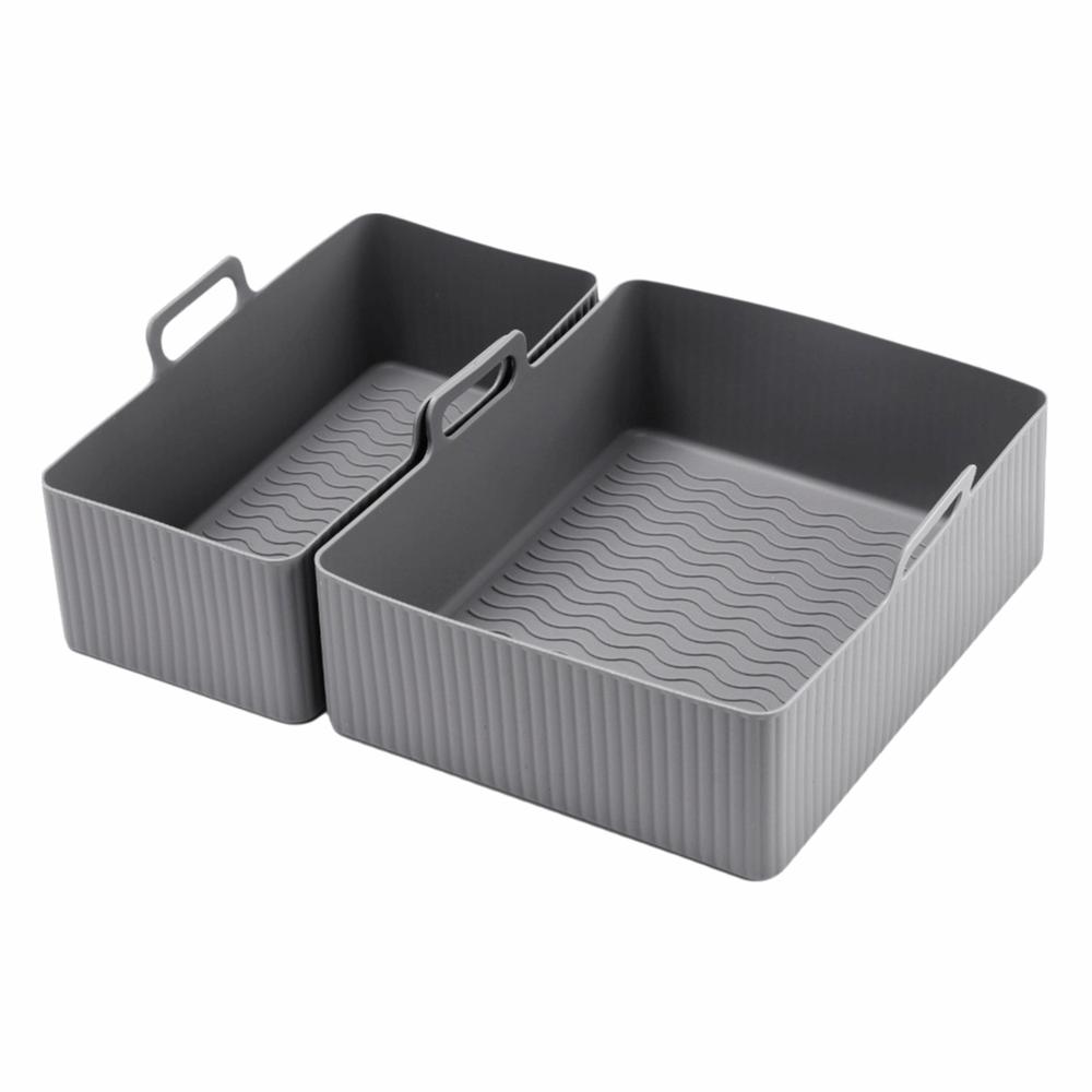 Reusable Dual Basket Baking Tray 6L/3L Air Fryer Silicone Pot Air Fryer Basket  Splash Guard Tool