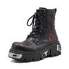 Flame Punk Retro Platform Combat Boots Unisex High Top Martin Boots with Tank Sole