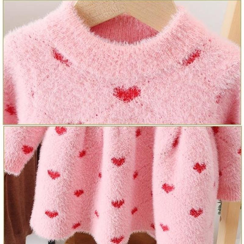 Baby Winter Foreign Style Hedging Dress Princess Dress Baby sweter z dzianiny dziewczyny zimowy imitacja norek sweter z polaru