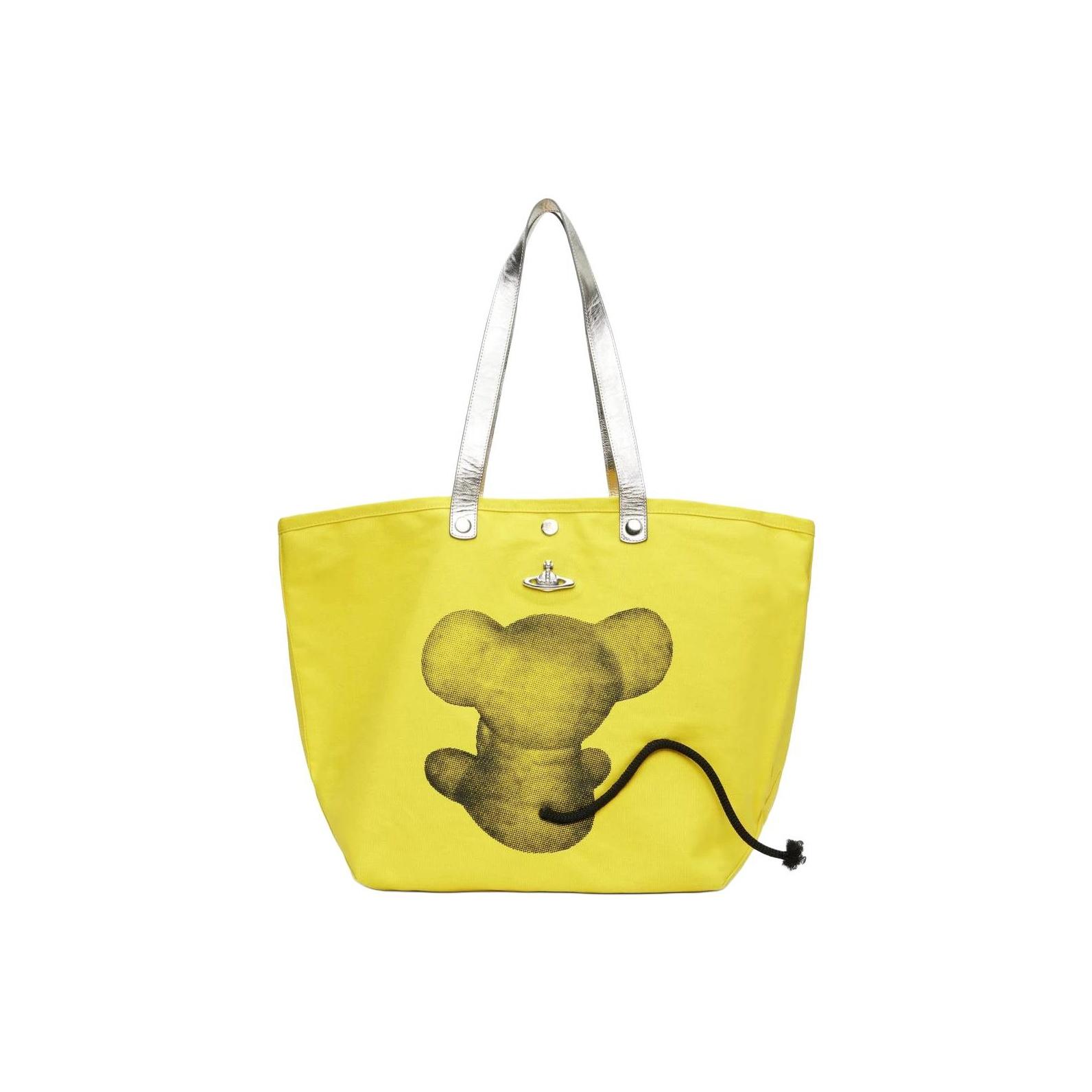 

VIVIENNE WESTWOOD West Queen Logo Mouse Print Canvas Tote Bag Unisex Tote Bags Yellow 4205007GUW015DE301 Basic Set (Bag+Dust Bag)