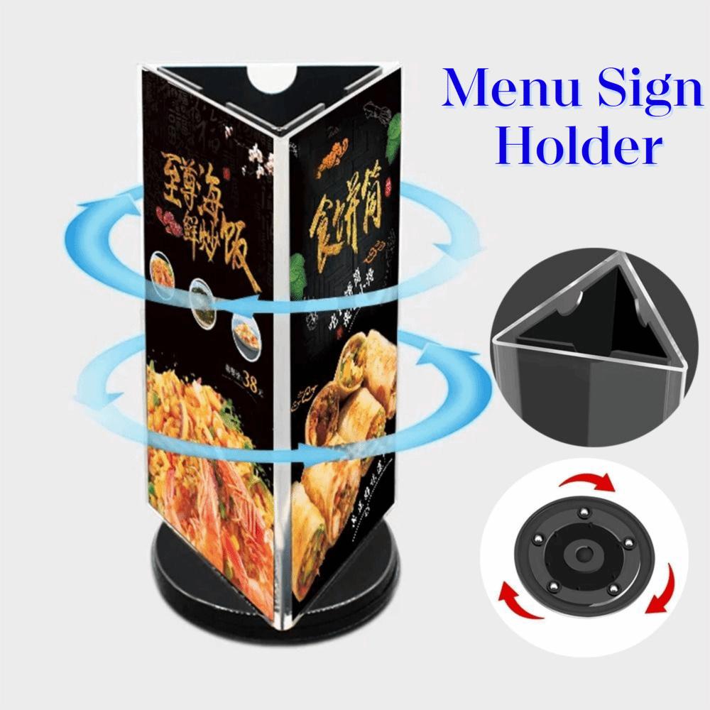 Three Side Menu Sign Holder Smooth swivel Desktop Flyer Frame Retail Signage