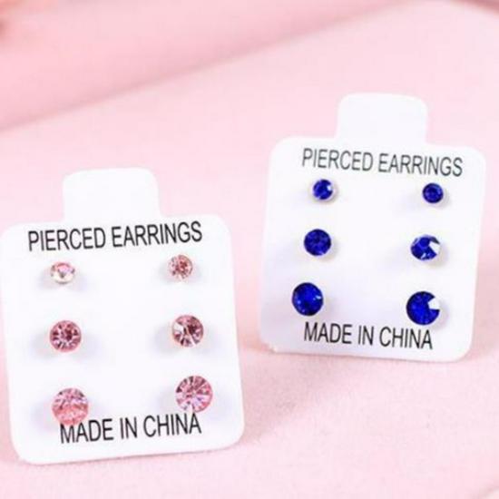 Three-Pair Set of Hypoallergenic Stud Earrings In Multi-Color, Simple Japanese & Korean Style, Suitable for Students and Unisex Wear