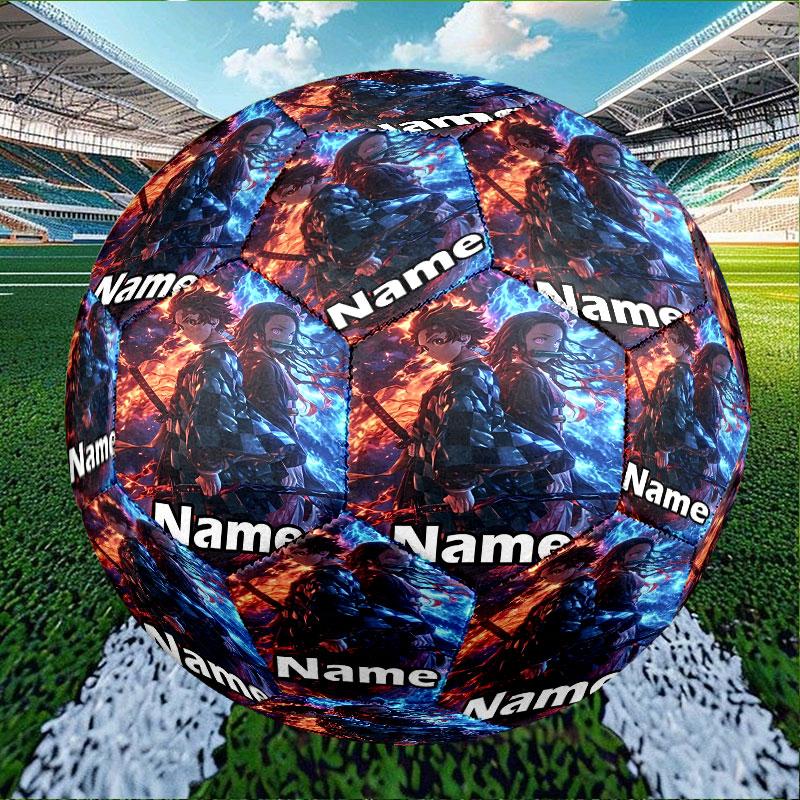 Custom Name Personalized Demon Slayer Print Size 5 Soccer Ball Training & Match Football, for Team, Kicking, Gift for Football Enthusiasts
