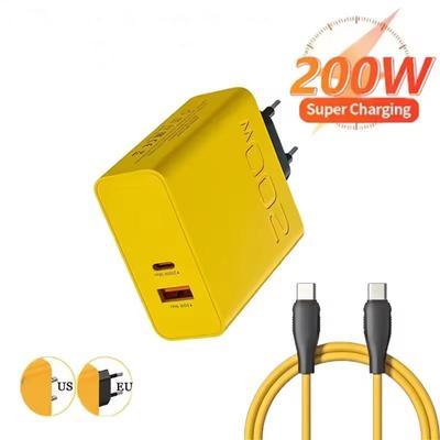 200W Ultra Fast Charge Type-C GaN PD 2-In-1 Type C Fast GaN QC 3.0 Super Charge Phone Charger For IPhone Huawei Samsung