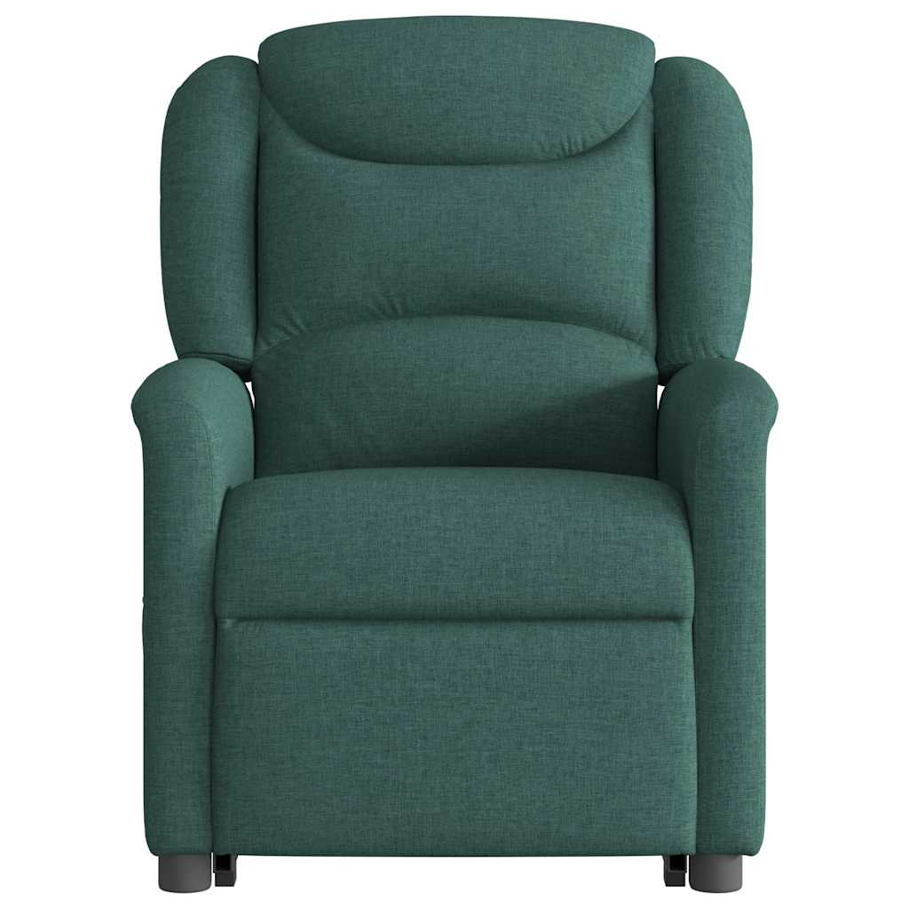 Massage Recliner with Rising Function Dark Green Fabric