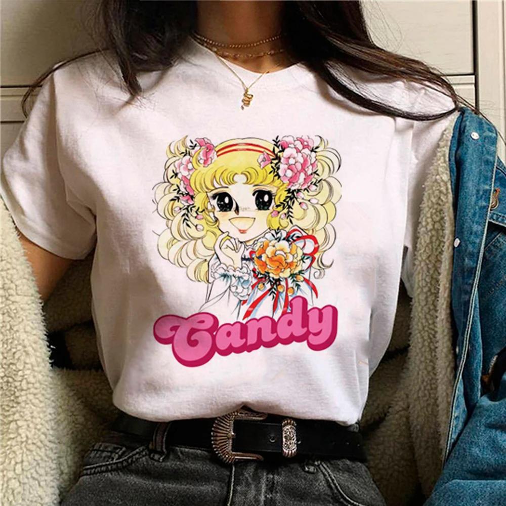 Candy Candy Top Womens Summer T-shirt Girls Graphic Designer Anime Casual Clothing Funny Clothes Womens