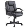 Desk Chair, PU Leather Office Chair with Adjustable Height and Swivel Wheels, for Home Work Study, Black