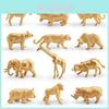 Childrens Wildlife Elephant Giraffe Buffalo Animal Model Set Pvc Realistic Figures For Educational Play