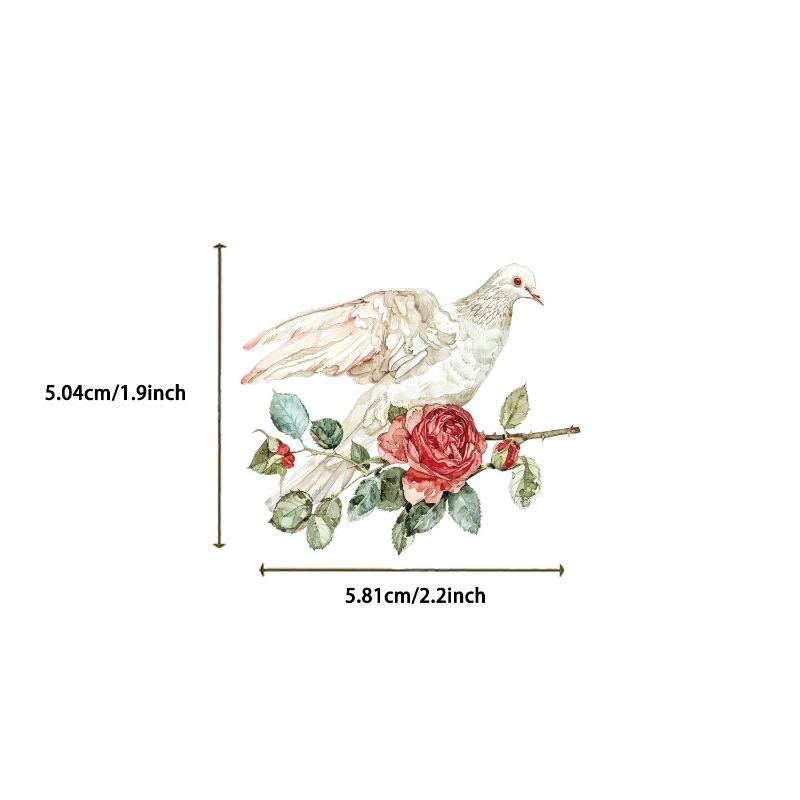 50 Pieces of Cartoon Flowers and Letter PET Transparent Stickers for Phone Case, Notebook Illustration Materials, Luggage Box and Computer Decoration