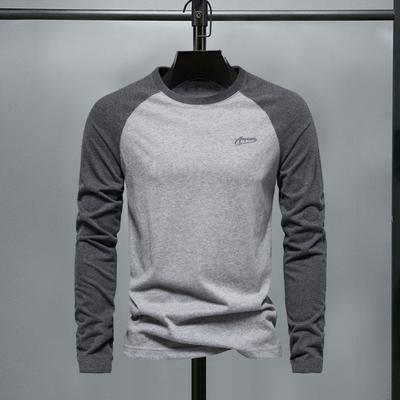 Heren Raglan Lange Mouw T-shirt O-hals Patchwork Kleur Pullover Tops Losse Pasvorm Elastische Manchetten Ademend Casual Tops