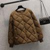 Women's Commuting Short Down Cotton Jacket Lightweight Diamond Casual Jacket