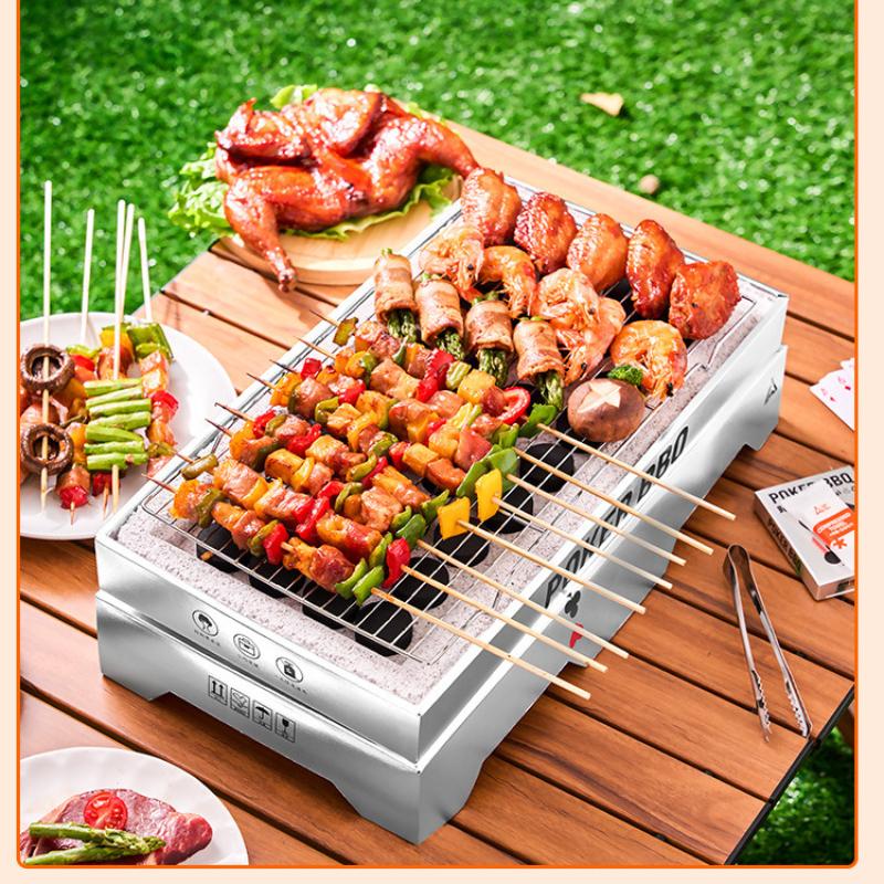 

Portable Disposable BBQ Grill Kit with Charcoal and Accessories, Outdoor Picnic Roasting Set with Poker Cards and Tongs for Camping
