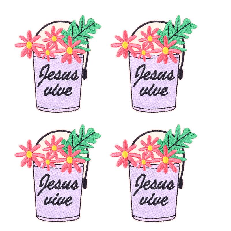5pcs Wholesale Cartoon Jesus Embroidered For Clothes Iron On Patches For Clothing Hats Backpack Jackets Sew Embroidery Badges