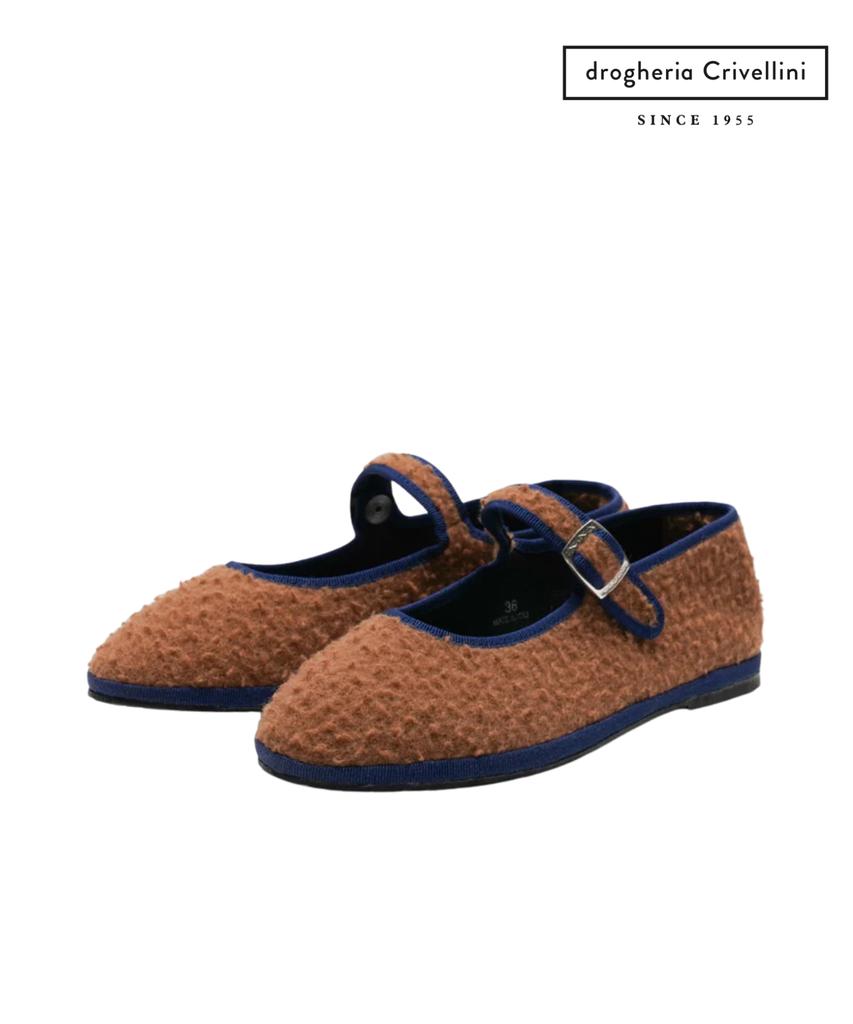 Drogheria Crivellini Wool Mary Jane Flats_Camel Collar