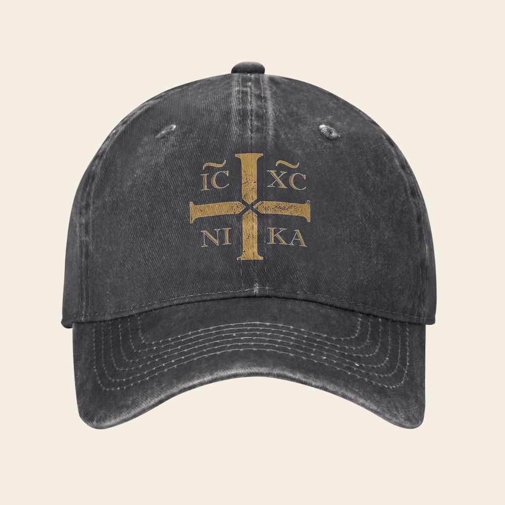 New Orthodox Christian Printed Baseball Cap - Vintage Washed Cotton Denim Flap Cap Fashionable, Versatile And Comfortable