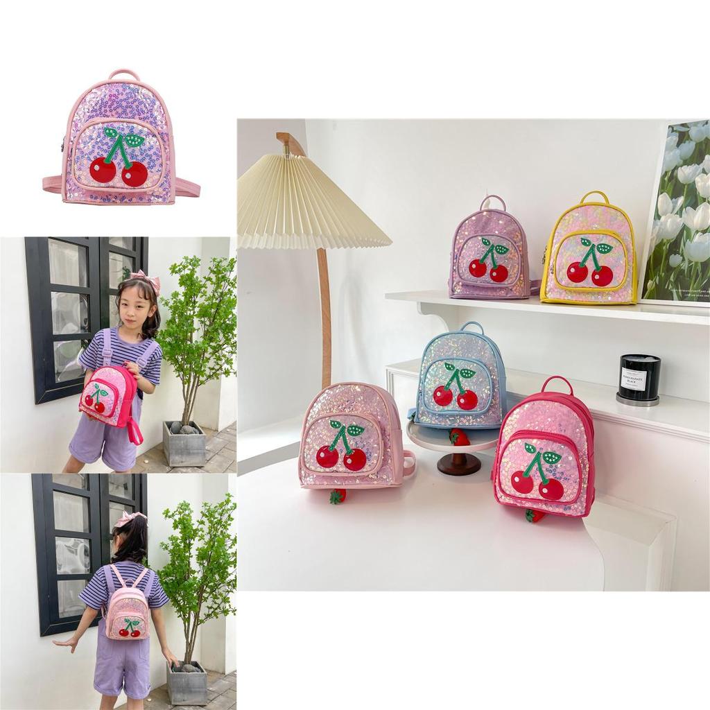 Cute And Stylish Cherry Design Pu Leather Backpack For Girls With Breathable Durable Features