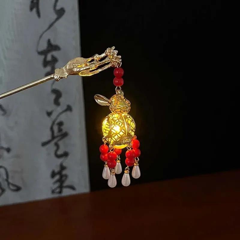 

Китайський стиль Світлові ліхтарики Шпильки для волосся для жінок Дітей Ретро Метал Квітка лотоса Китиця Шпилька Кліпси Аксесуари для волосся