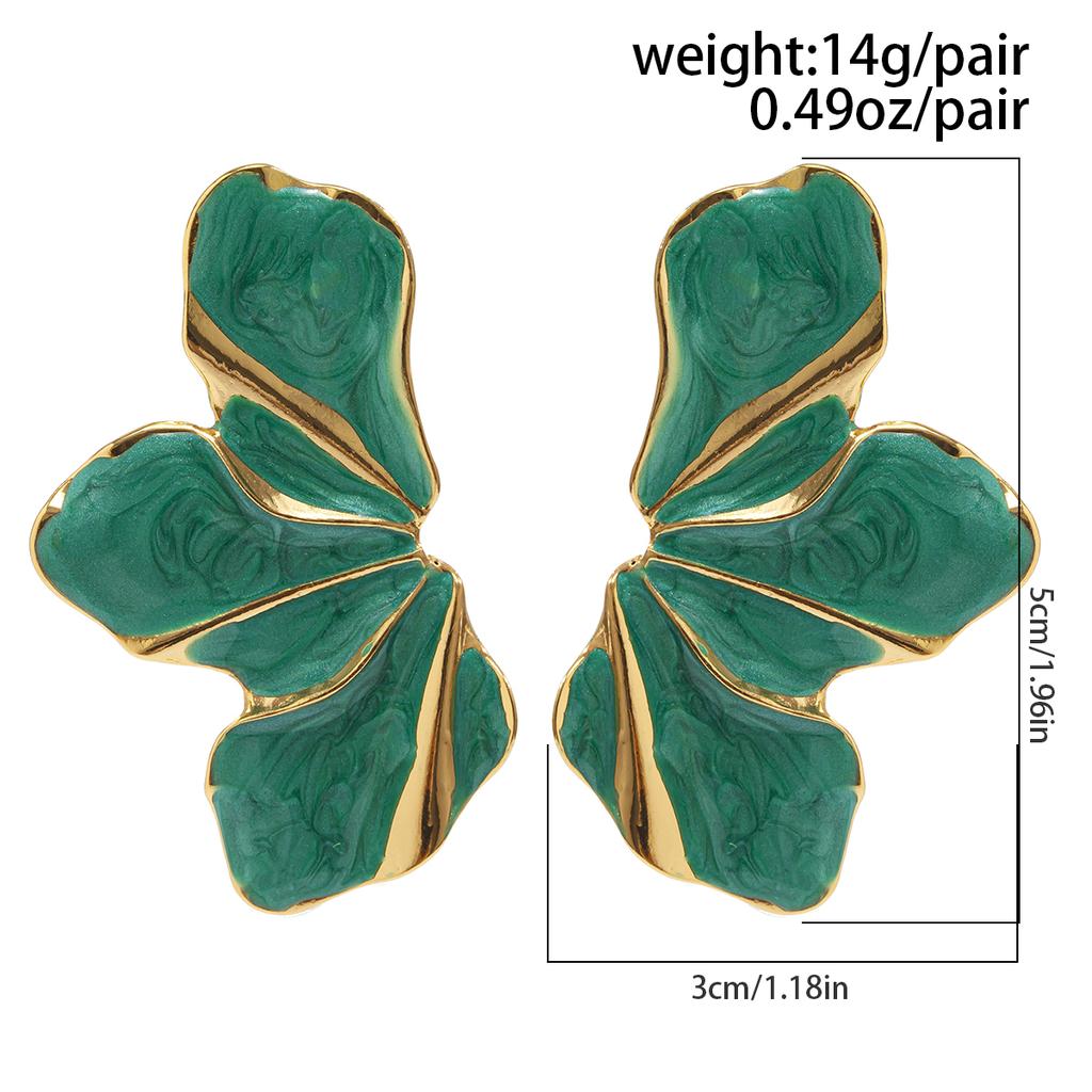 Ingemark 5 Colors Boho Oil Drip Metal Stud Earrings for Women Trendy Kpop Petal Flower Piercing Earrings Y2K Zircon Accessories