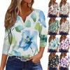 Women's T Shirt Tee Print Button 3/4 Sleeve Daily Weekend Fashion Basic V Neck Regular Top