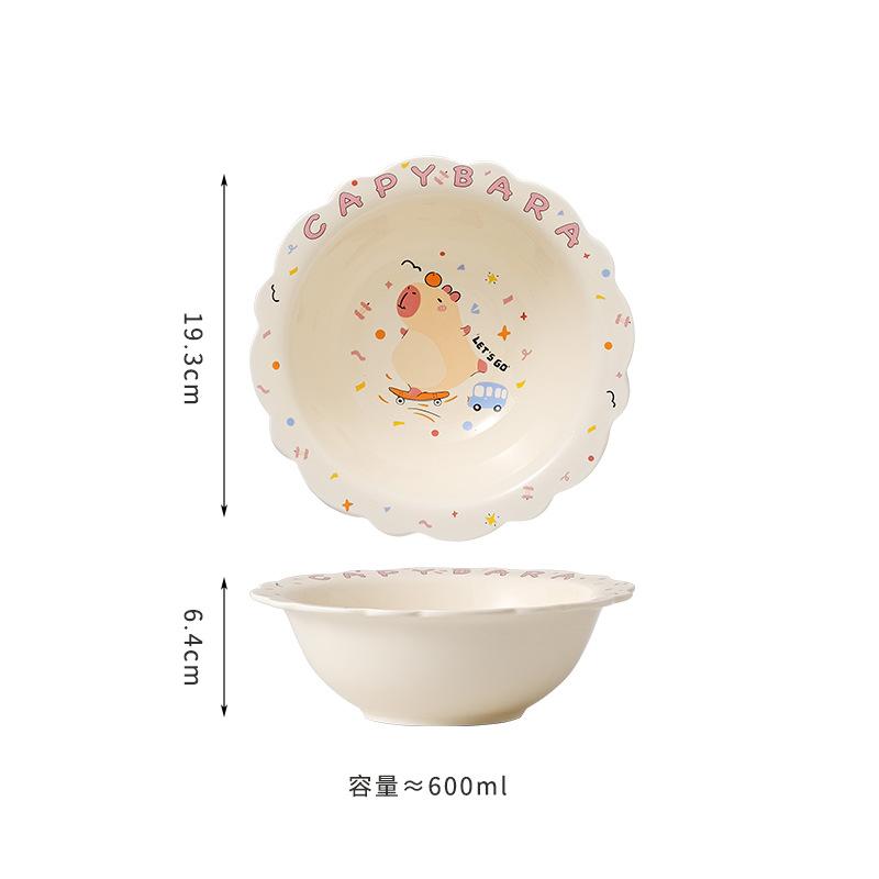 Ceramic Dinner Plate, Simple Straw Hat Bowl, Fruit Plate, High-Value Salad Bowl, Cute Dessert Bowl, Household Soup Bowl, Instant Noodle Bowl