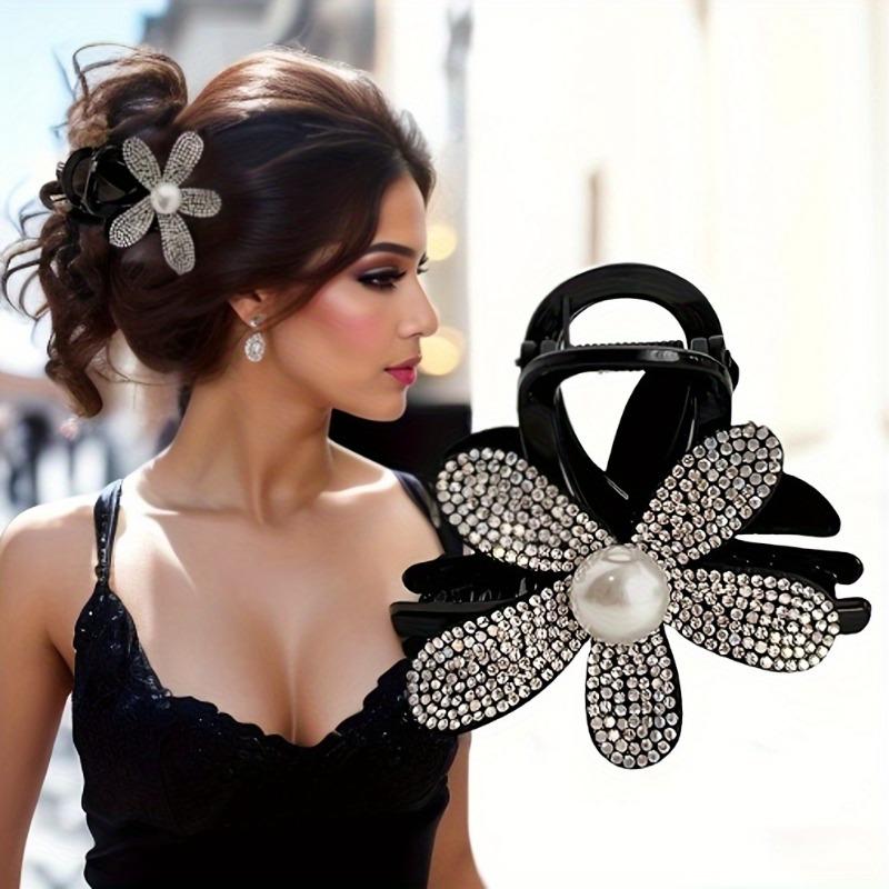 Exquisite Sparkling Diamond Hollow Flower Hair Clip Female 2024 New Hairpin High-End Back of Head Updo Shark Clip Headwear