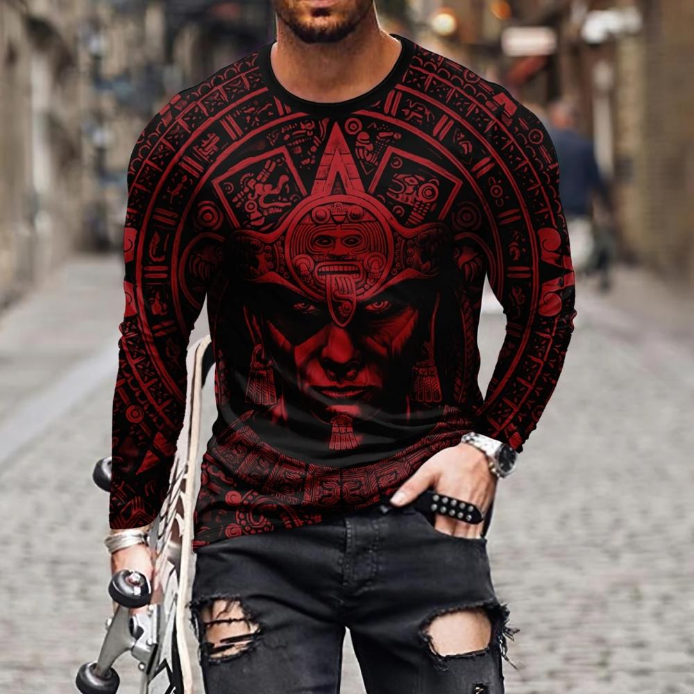 Mexico Eagle Flag 3D Print Men Long Sleeve T Shirt Fashion Comfortable  T-shirt Casual O-neck Pullover Autumn Loose Men's Tops
