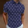 Fashion Mens Polo Shirt Short Sleeve Anchor Patter Mens Designer Clothes Causal Short Sleeve Button Lapel Polo T-shirts Apparel