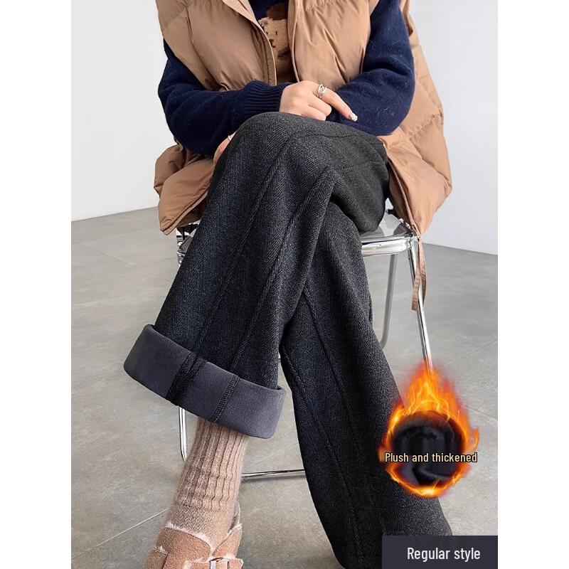 

Langsha Women s Wool Blend Fleece-Lined Wide-Leg Pants L
