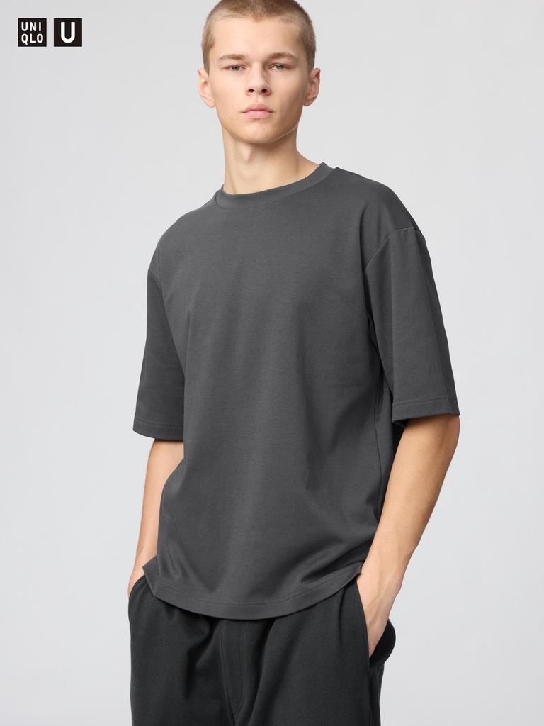 UNIQLO 482295 AIRism Cotton Oversized T-Shirt BLACK WHITE GRAY PINK RED BROWN GREEN BLUE NAVY PURPLE Men Japan