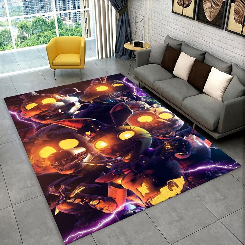 Klassischer F-FNAF Horror Spiel Freddy Teppich Teppich für Spielzimmer Schlafzimmer Wohnzimmer Sofa Heimdekoration, Kinderteppich Rutschfeste Fußmatte