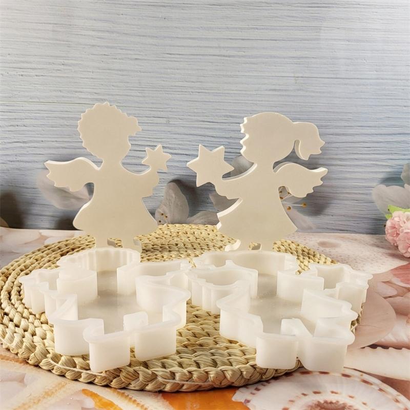 Desk Ornament Mould Flexible Silicone Mold for Boy and Girl Holding Star Tabletop Decoration Jewelry Making Supplies