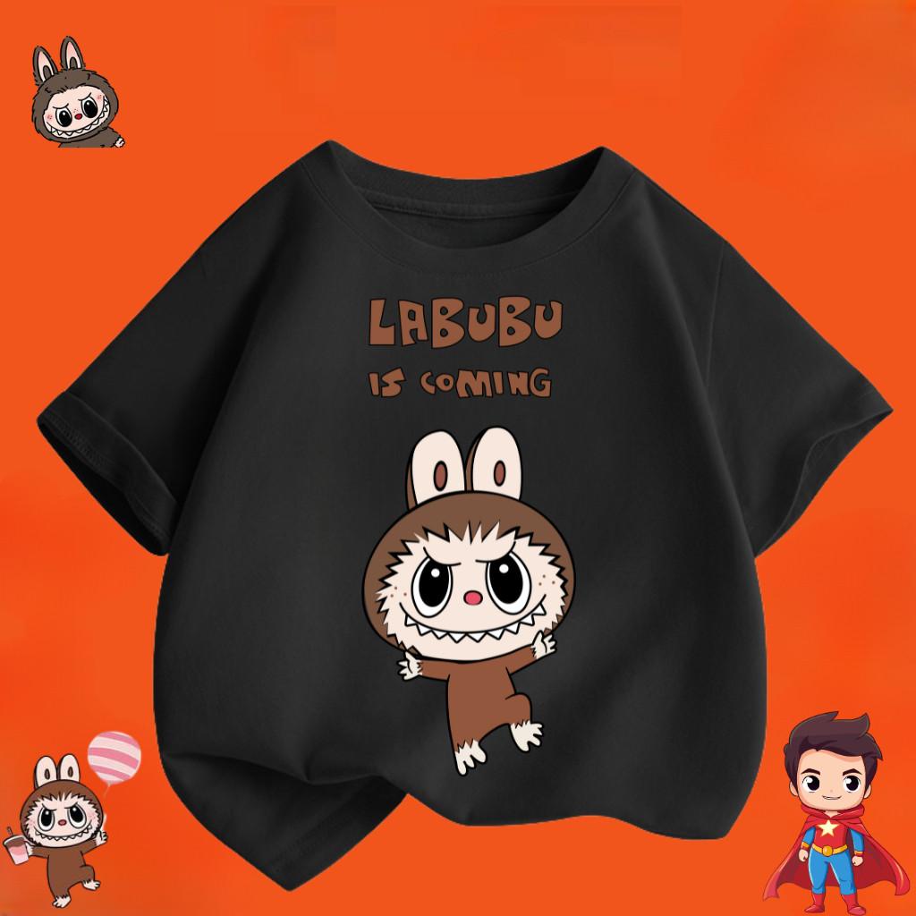 Children's Labubu T-shirt Cartoon Print Girl Short Sleeved Round Neck Top New Fashionable Loose T-shirt