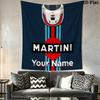 Martini Racing Benutzerdefinierter Name Wandteppich Ästhetischer Wandbehang Bedruckter Stoffdecke Dekorative Wandteppiche für Schlafzimmer Wohnzimmer Heimdekoration