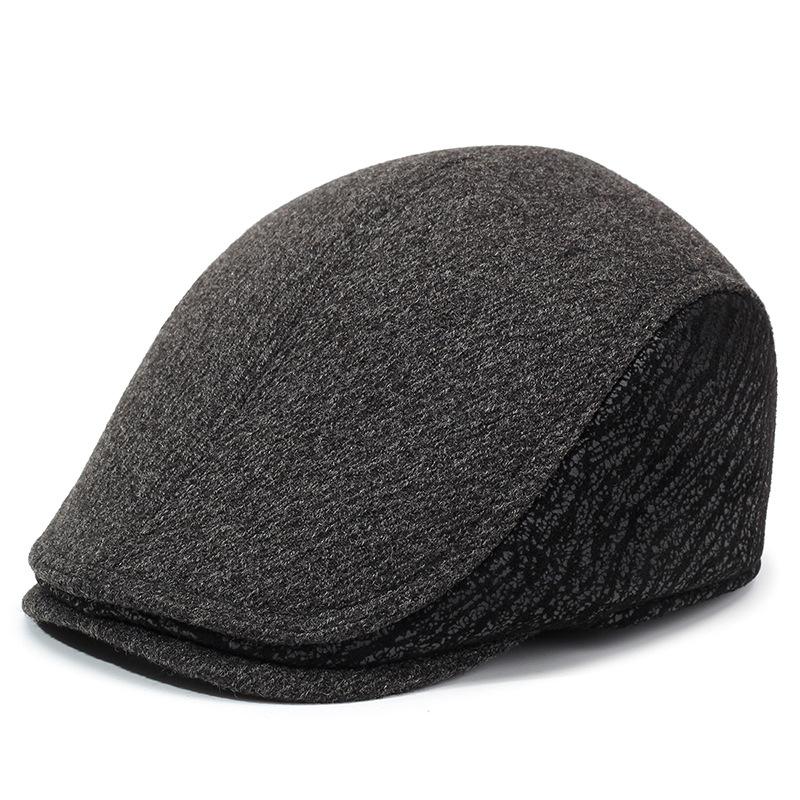 Men's Hat Dad's Hat Autumn Winter Wool Ear Protection Cap Middle-Aged and Elderly Beret Warm Forward Cap