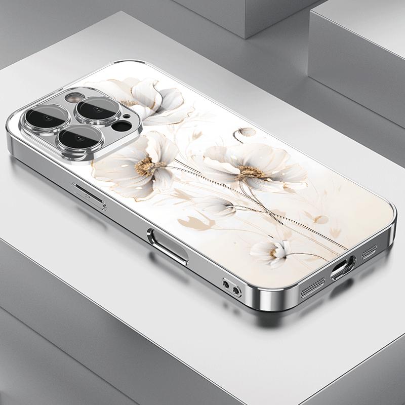 

Phone Case for Samsung Galaxy S25 S24 S23 S22 S21 S20 S10 S9 S8 FE Plus Ultra 4G 5G Watercolor platinum line floral pattern Samsung S23 Plus 5G