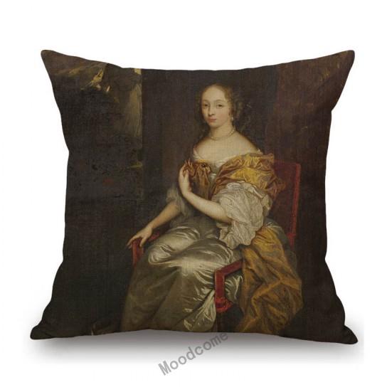 Royal Court Portrait Oil Painting Duchess Princess Ladyship Home Decoration Art Sofa Cotton Linen Throw Pillow Cushion Cover