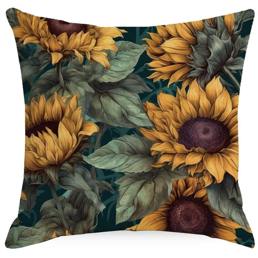 Flowers And Plants Sunflower Linen Pillow New Sofa Pillow Home Printed Pillow Case Premium Durable Quality Useful