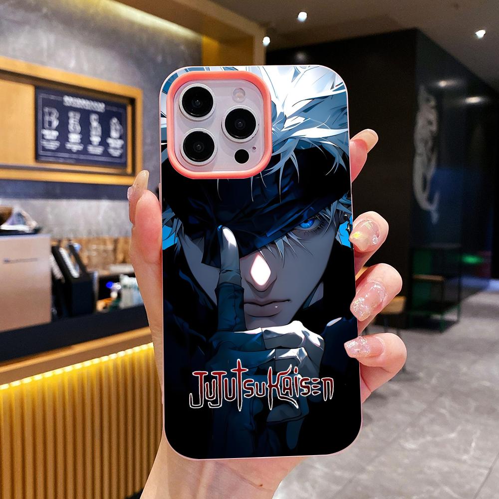 Jujutsu Kaisen Satoru Gojo Gelee Doppelschicht Rosa Handyhülle für iPhone 17 16 15 14 13 12 11 Air Pro Max Plus Schutz